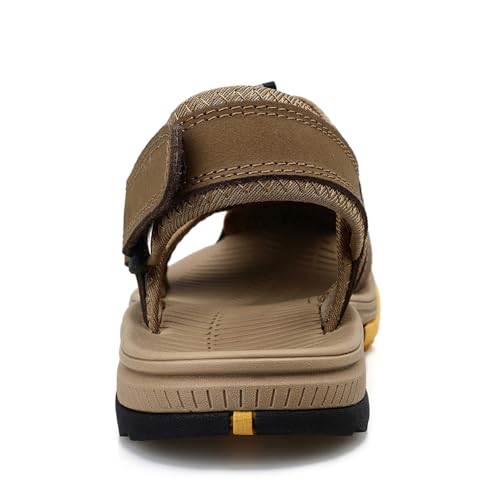 Men's Hiking Sandals Outdoor Closed Toe Walking Sandal Waterproof Non-Slip Genuine Leather Casual Sandals Adjustable4