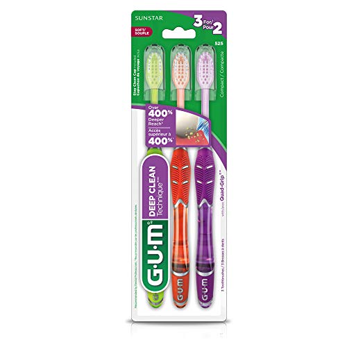 GUM 525E Technique Deep Clean Toothbrush with QuadGrip Handle