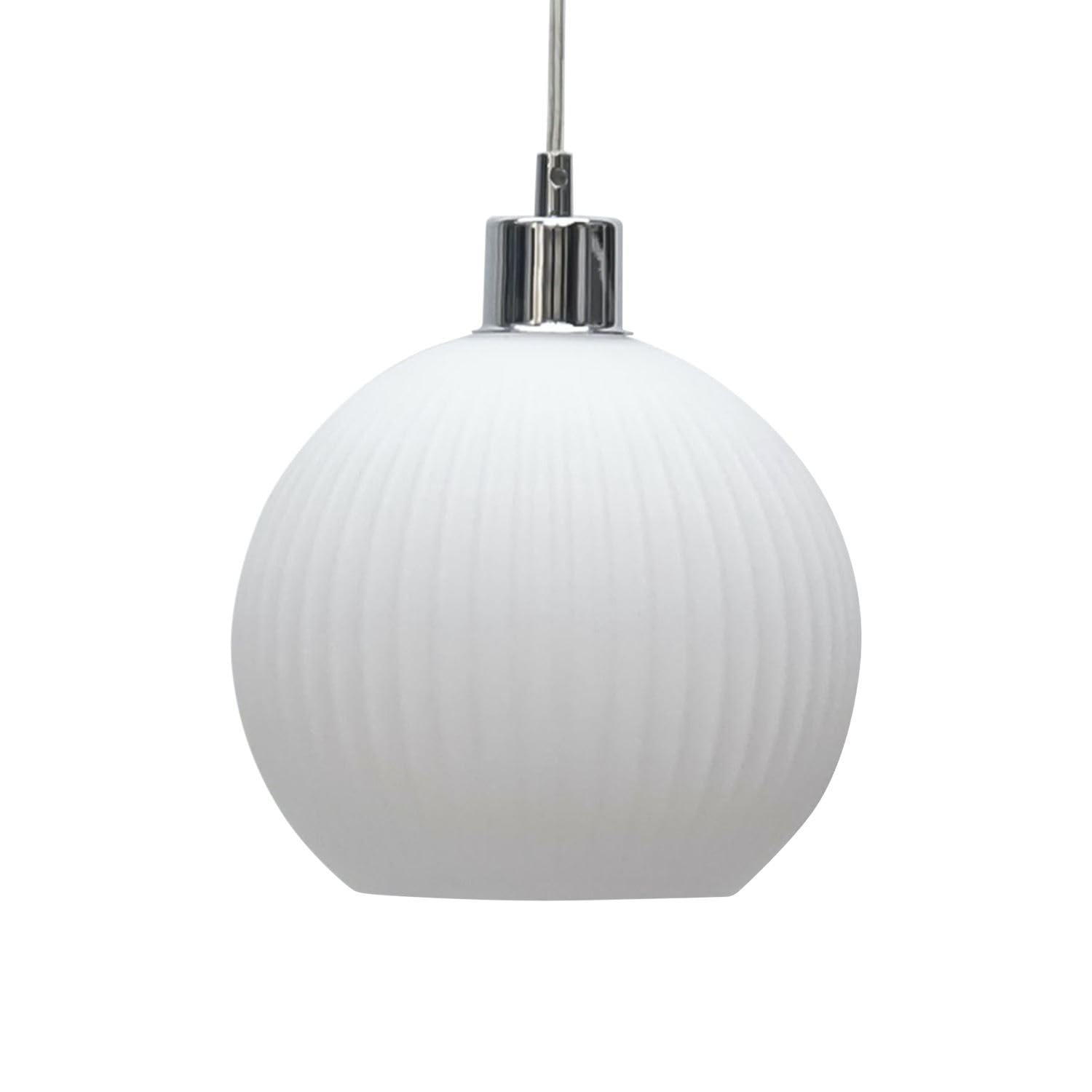 Firstchoicelighting White Glass Easy Fit Ceiling Lightshade Or Pendant Shade, Ribbed Glass, Height 18Cm Diameter 20Cm