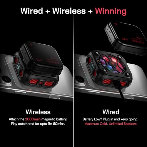 Image of Vero Forza Arctic Pro V4 Wireless Mobile Cooler | 2000mAh Detachable Battery | Wired & Wireless Cooling | Cools to -13C | AI + 3 Gear Modes | LED Display | BGMI PUBG CODM Freefire | iPhone & Android.