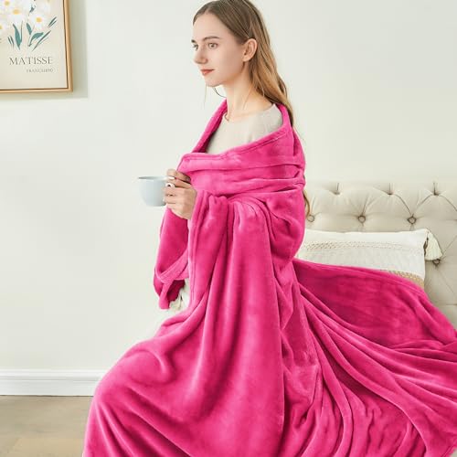 Image of BEDELITE Fleece Blanket Hot Pink Valentines Throw Blanket for Couch & Bed, Luxury Plush Cozy Fuzzy Blanket 50 inch x 60 inch, Super Soft Warm Lightweight Throw Blanket for Travel Camping