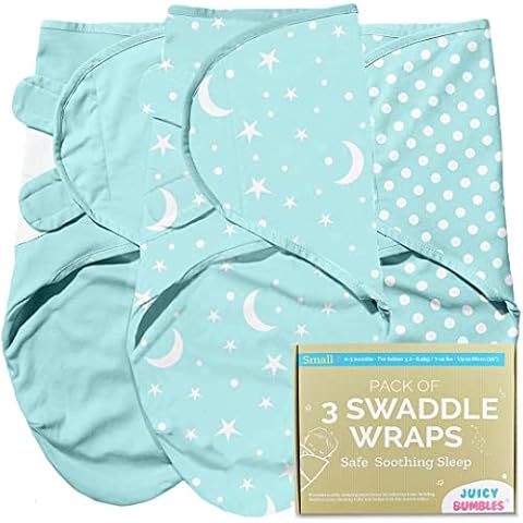 Juicy Bumbles Swaddle Blanket 3-6 Months - 100% Cotton Baby Swaddle Wrap Newborn - Set of 3 Swaddle Wrap - Baby Essentials for Newborn Baby Boy and Girl Cover