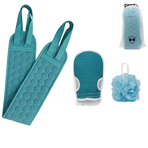 Damen Peelinghandschuh duschschwamm rückenschrubber 3er-Set, Reinigt Porentief für Körper & Gesicht exfoliating gloves-Set Cover