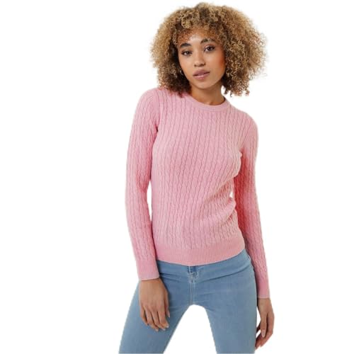 Jack Wills Womens Tinsbury Merino Wool Cable Knitted Jumper Pink M