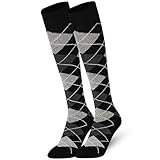 Chaussettes Argyle antidérapantes – Le design du talon en Y et la bande supérieure en latex permettent aux chaussettes argyle pour femme de rester en place tout au long de la journée et empêchent la chaussette de glisser le long de votre pied ou de votre genou. Les chaussettes à losanges pour hommes sont conçues pour reposer sur votre genou, de sorte que les chaussettes habillées à losanges restent confortables toute la journée sans glisser.