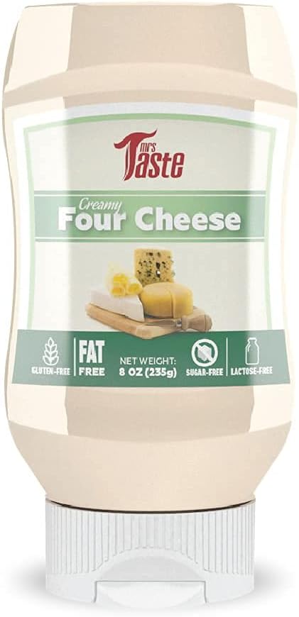 Mrs Taste Creamy Sauce, Fat Free Low Calorie Condiment, Zero Sugar, Gluten Free (8 oz, Four Cheese)