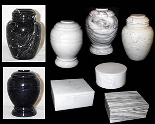 Small Black Marble Urn, Decorative Marble Keepsake Urn - Holds 20 Cubic Inches