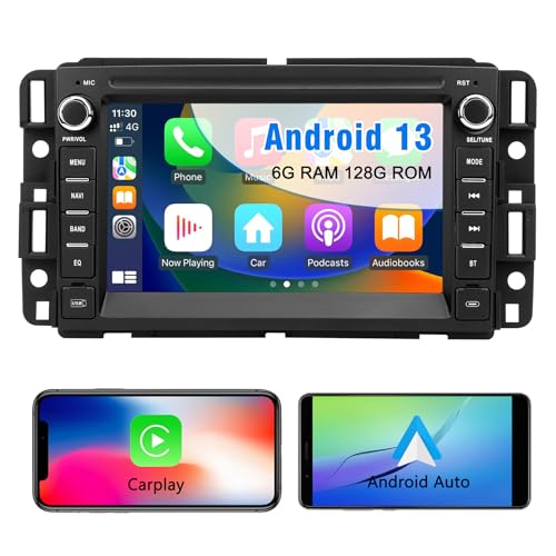 �J�[�X�e���I���W�I �V�{���[ �V���o���[�h �^�z GMC �V�G�� ���[�R���p Android 13 6GB+128GB CarPlay Android Auto Bluetooth GPS Navi AM/FM/RDS �w�b�h���j�b�g 7�C���` �^�b�`�X�N