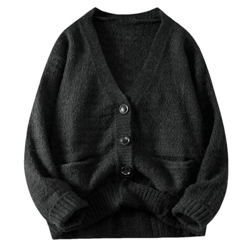 Men's Autumn/Winter Loose-Fit Thickened Cardigan V-Neck Base Knitted Top