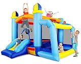 Inflatable Bounce House with Blower, 6 in 1 Indoor Outdoor Bouncy Jumping Castle for Kids Toddlers A