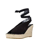  Vidorreta - Sandalia Cuña Esparto Piel Serraje Negro Cintas para: Mujer Color: Negro Talla: 36