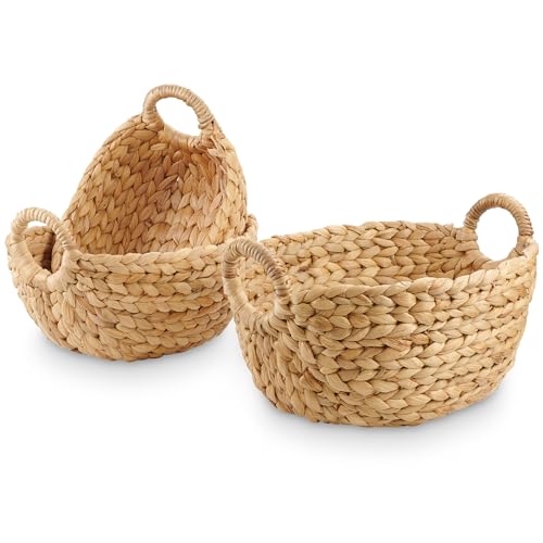 Set of 3 Wicker Storage Baskets for Organizing -...