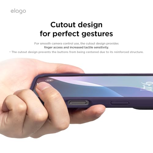 Image of elago Compatible with iPhone 16 Case, Premium Liquid Silicone Case, Full Body Protective Cover, Shockproof, Slim Phone Case, Anti-Scratch Soft Microfiber Lining, 6.1 inch (Deep Purple)