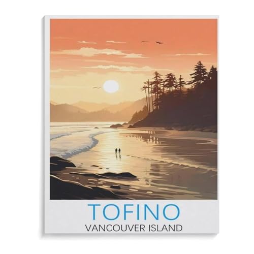 Puzzles for Adults Jigsaw Puzzles 1000 Pieces for Adults Kids，Tofino Vintage Travel Poster Vancouver Island，Artwork Intellective Educational Toys Gifts（50x70cm）-D9