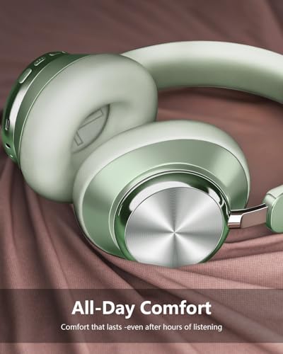 Image of Wentronic Y03 Bluetooth Headphones Wireless Active Noise Cancelling Over Ear Headphones 48 Hours Playtime High Sound Quality 6 EQ Music Mode Headphones with Soft Ear Cushion - Green