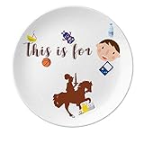 Tamaño: 21 cm de diámetro Feroce Caballero en el Extranjero. Plato de porcelana Plato redondo Niño Hombre