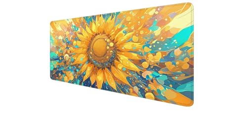 Tapis de souris jaune Tournesol pour aménager un grand bureau d'ordinateur lumineux