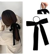 Amazon | ベロアリボン リボン ヘアゴム ベロア 黒 ロング ヘア