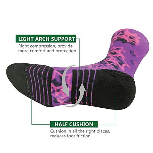 HUSO Hiking Socks Men Women Fashion Novelty Digital Printing Sports Crew Socks 3, 4 Pairs3