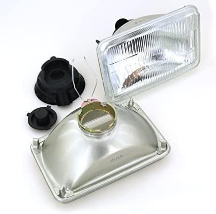 12vMax Electronics 4 x 6 inch Glass Lens OEM Style Compatible With H4/9003 HID LED Halogen High & Low Beam Headlight Lamp Conversion Replacement Kit 2 pc Housing Only, Heat Resistant Metal Back