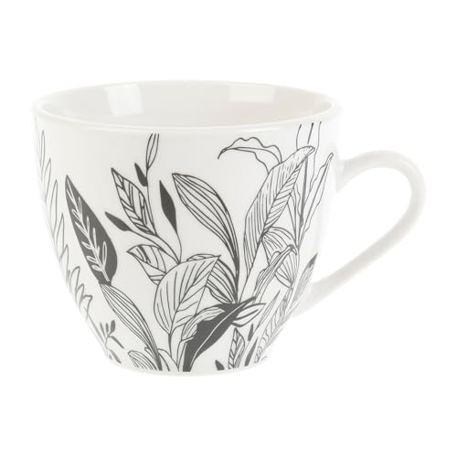 Geneviève Lethu 538770 Tasse 18 cl Porcelaine - Gamme ESQUISSE VEGETALE - Ø 8.5 cm H 7 cm - Coloris Blanc-noir
