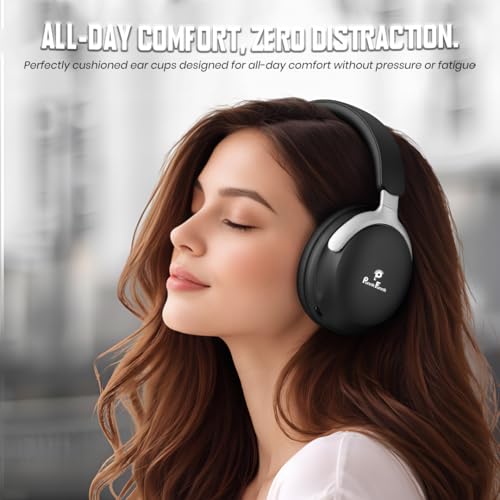 Image of PunnkFunnk Wireless Over-Ear Bluetooth Headphones - Deep Bass, Noise Isolation, Soft Cushioned Earcups, Foldable Lightweight Design, HD Mic for Gaming, Music & Calls (Black)