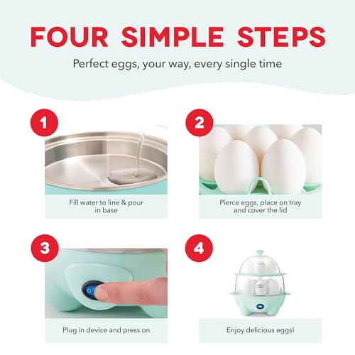 Dash Deluxe Egg Cooker - Boiler, Poacher & Steamer - Includes Measuring & Recipe Guide - Dishwasher Safe - Holds 12 Eggs, White