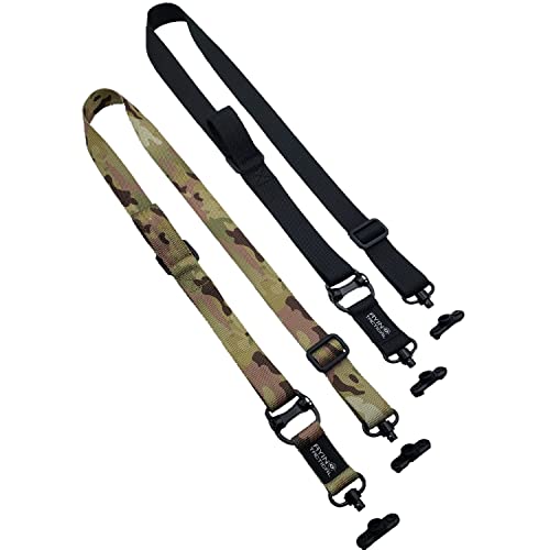 AYIN Rifle Sling Quick Adjust 2 Point QD Sling with QD Sling Swivel, 2 PCS QD Sling Mount for Mlok Rail Push Button Quick Release Sling Attachment, Quick Disconnect Sling with Fast Thumb Loop (Black)