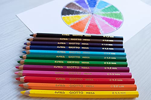 Lápis de Cor, Giotto, 225600SA, Mega, 12 Cores