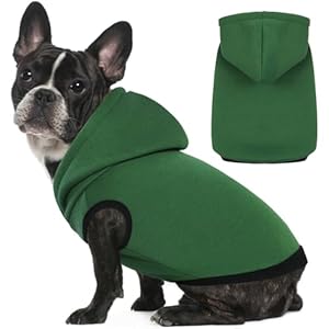 ROZKITCH Dog Hoodie,Winter Dog Fleece Sweaters Pet Warm Sweatshirt Pet Pullover Dog Clothes Soft Warm Christmas Outfit Puppy Vest with Leash Hole for Large Dogs French Bulldog Clothes Green XL