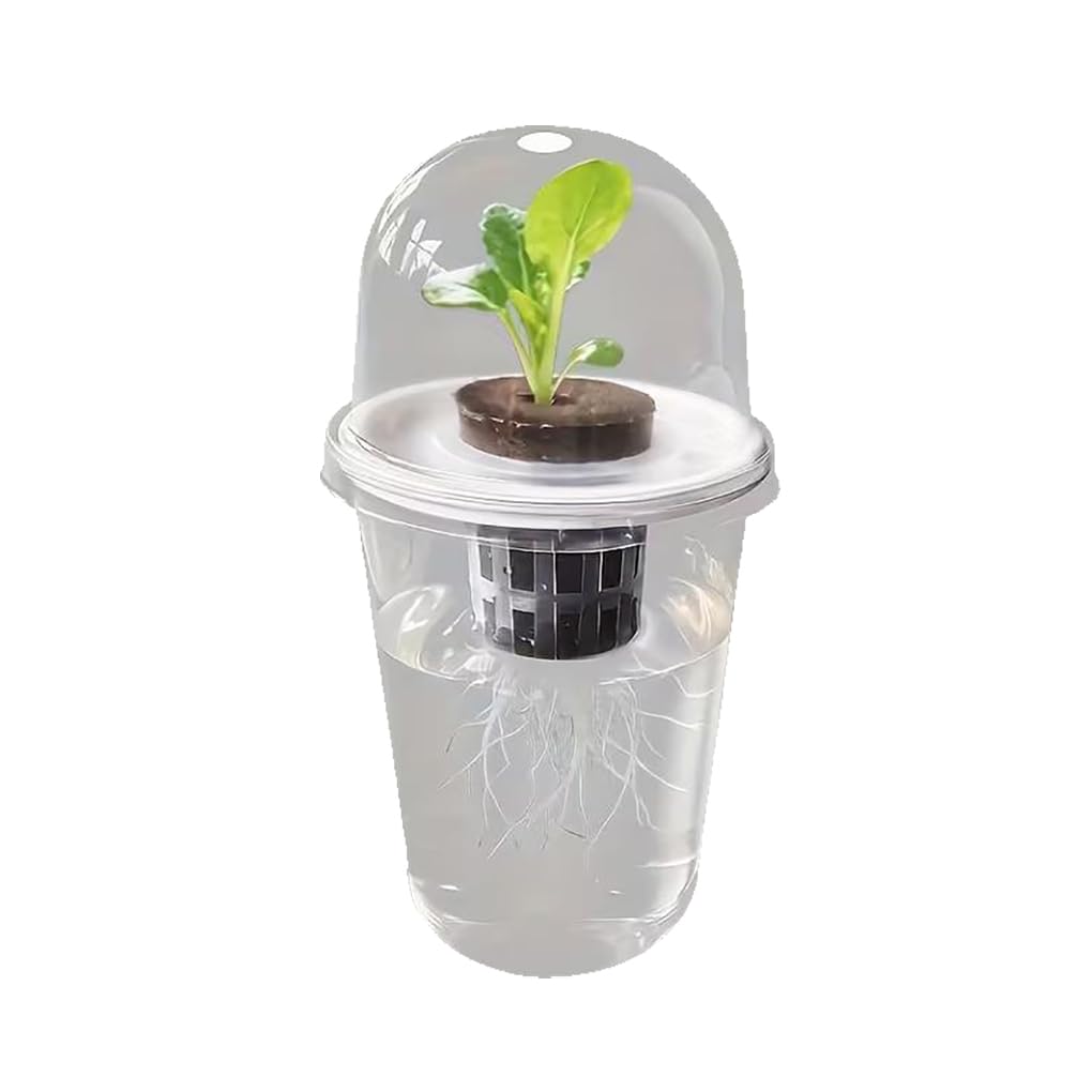 Ttiy Clear Hydroponic Seedling Cup Plastic Plant Nursery Pot Plant Starter Cups Self Watering Planter With Dome For Vegetable Succulent Growth 3Pcs