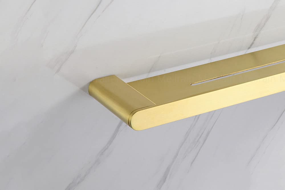 VVW&LIU Accesorios de baño de Oro Cepillado Juego de herrajes Toallero Barra de riel Toallero Soporte de Papel Gancho para Bata Jabonera Cepillo de Inodoro, Estante