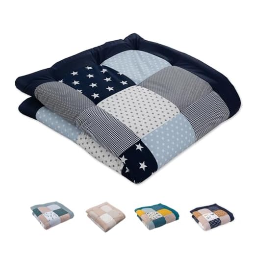 Baby Krabbeldecke gepolstert | Blau Hellblau Grau | Krabbeldecke