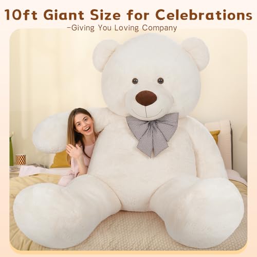 Image of MaoGoLan Giant Teddy Bear 10ft Stuffed Animal, Huge Jumbo Size 10 Feet Teddy Bear Plush, Charming and Fluffy Bear for Decorations, Celebrations,Valentines Day,Baby Shower,White
