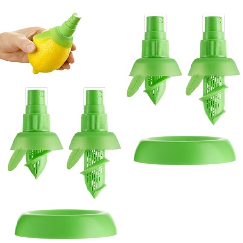 KLEHOPE Presse Agrumes Manuel, 4 Pièces Presse Citron Manuel, Vert Presse Fruit Manuel, avec Base Ronde, Pulvérisateur de Citron, pour Agrumes