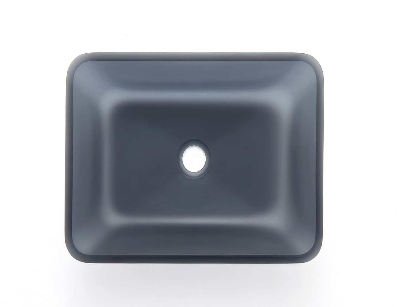 Europea GreyTempered Deco - Fregadero de baño de vidrio decorativo gris mate transparente | Fregaderos de montaje superior sobre encimera | Lavabo rectangular para encimera con drenaje 9