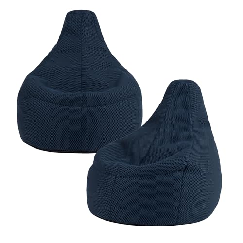 Icon Performance Mesh Pouf Gaming, Lots de 2, Pouf Poire avec Remplissage, Fauteuil Gaming, Fauteuil Chambre, Decoration Chambre, Salon, Bleu Marine