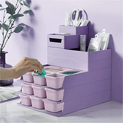 Schubladen Einlagen 8 Stk Trennsystem Gewürz Organizer Schublade Trenner Bad Organizer Boxen Set mit Silikon-Anti-Rutsch-Kugel Hemnes Kommode Küche Schreibtisch Utensilien(Hellviolett)