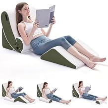 Negwoo Wedge Pillow Set for After Surgery, 4 PCS Bed Wedge Pillow for Sleeping, Memory Foam Orthopedic Back Pillow for Pain Relief and Acid Reflux, Adjustable Post Surgery Pillow Green