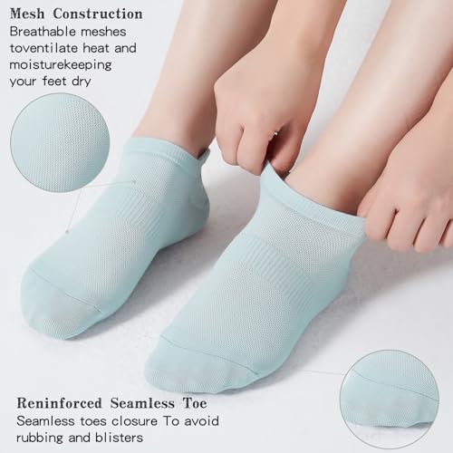 Image of ATBITER Ankle Socks Womens and Men Thin Athletic Running Low Cut No Show Socks With Heel Tab 6-12 Pairs | White Short Summer Athletic Running Yoga Pilates Workout Sneaker Socks Lightweight Non Slip Size 7-9 9-11