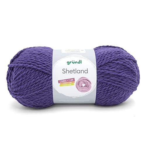 Gründl Wolle Shetland - Dicke Wolle zum Häkeln und Stricken - Winterwolle - Weich und wärmend - 80% Polyacryl, 20% Wolle - 1 Knäuel 100 g / 170 m - Nadelstärke 7-8 - lila