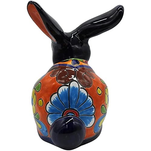 Talavera Pottery Store Rabbit Sitting Hand Painted Indoor Outdoor Multi Colored Figure Glazed #TOP5
