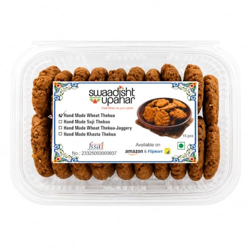 Image of Swaadisht Upahar Desi Ghee & Khand Wheat Thekua 500g | Traditional Bihari Khajuria | Handmade Whole Wheat Snack | Made with Khand & Desi Ghee | No Maida