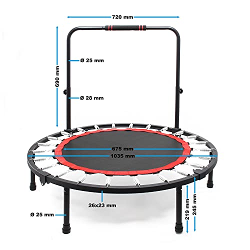 LUXTRI Fitnesstrampolin Ø103,5 cm bis 150kg, höhenverstellbarer Griff max. 110cm, Ganzkörpertraining – Bild 4