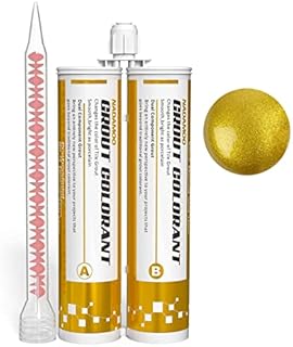 NADAMOO Epoxy Grout Glittering Gold, Dual Tubes Waterproof Tile Grout 19oz 400ml, Restore Tile Grout Line for Shower Bathroom Wet Room Kitchen, Caulk Gun NOT Included
