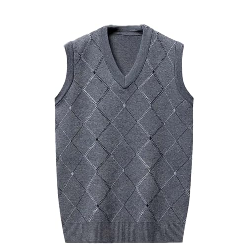 Men's Sleeveless Knit Sweater Vest Classic Business Casual Diamond V Neck Pullover