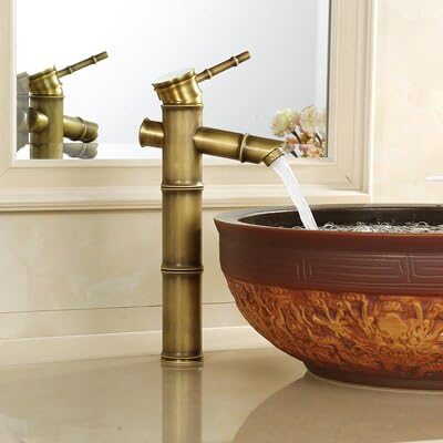 Robinet style bambou finition bronze pour une salle de bain zen et vintage