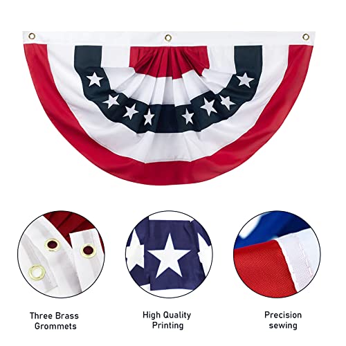 2Pcs American Pleated Fan Flag, 3 X 6 Feet Usa Patriotic Half Fan Bunting Flag Indoor Outdoor Decoration For 4Th Of July, Memorial Day And Veterans Day #TOP2