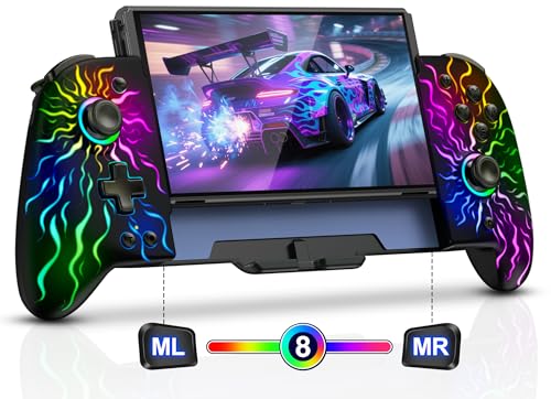 Spican Switch Controllers, Hall Effect Wireless Switch Controler for Handheld Mode, One-Piece Switch Remote with RGB/Battery/Turbo/Programmabl for Nintendo Switch Games