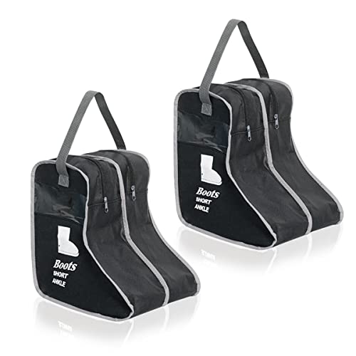 KOVOSCH 2 Pack Portable Boots Storage Bag, Black Shoe Bags for Storage and Travel Dust Proof Travel Shoe Bags for Packing (Medium)
